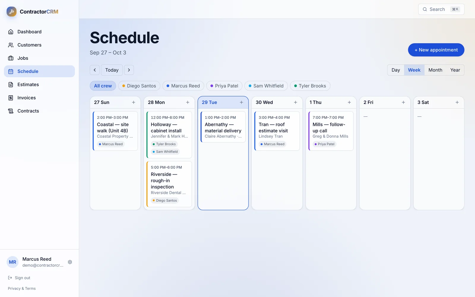 Contractor CRM screen 3